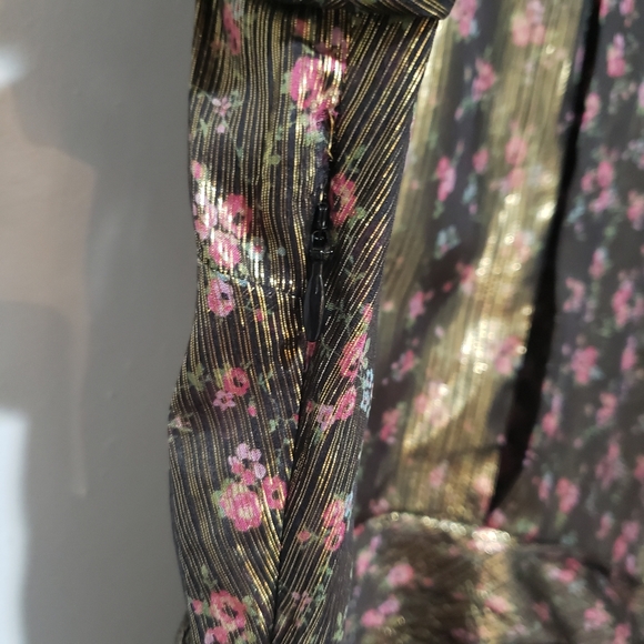 LoveShackFancy Mercy Lurex Metallic Silk Midnight Vine Mini Dress New Size 8 - Picture 8 of 14